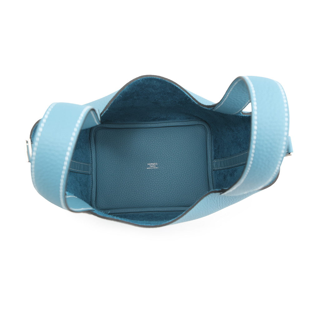 HERMES Picotin Lock New Blue Jean Taurillon Clemence Size PM
