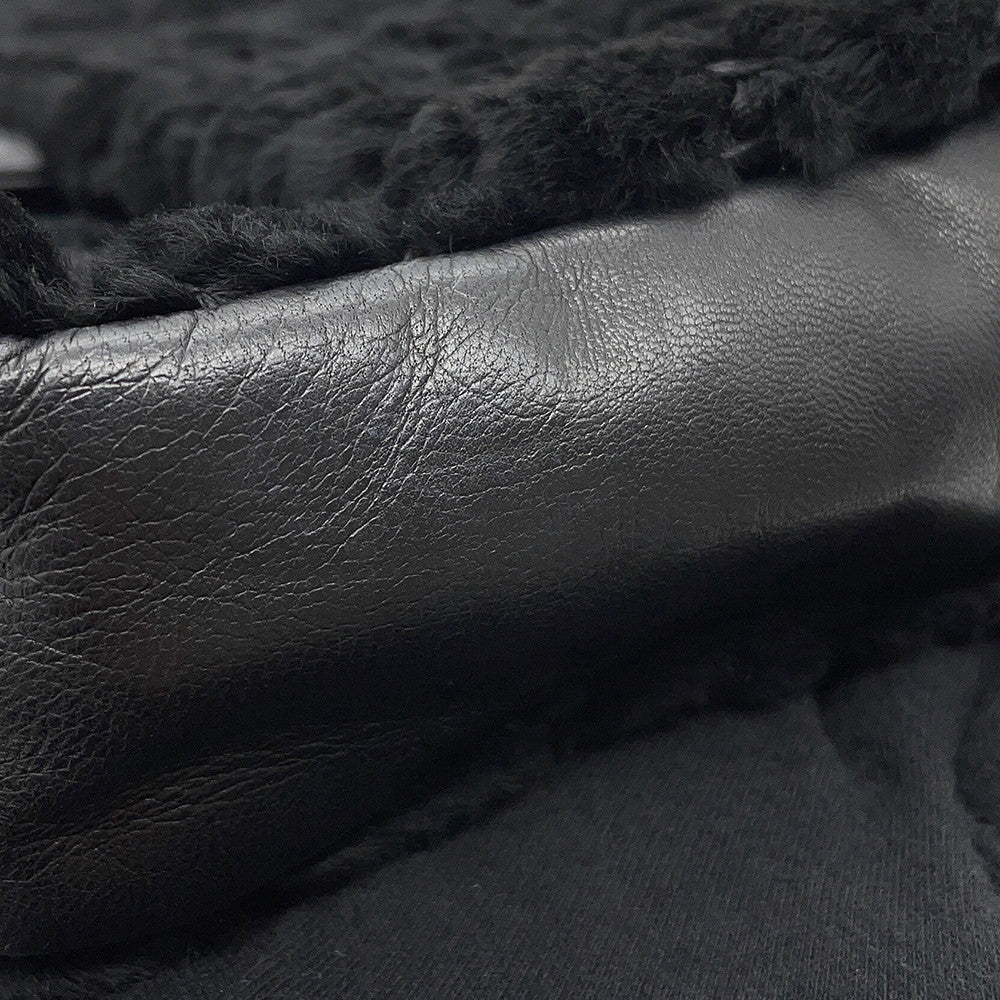 CHANEL Lapin ChainShoulder Bag Black Lapin Leather Size 25