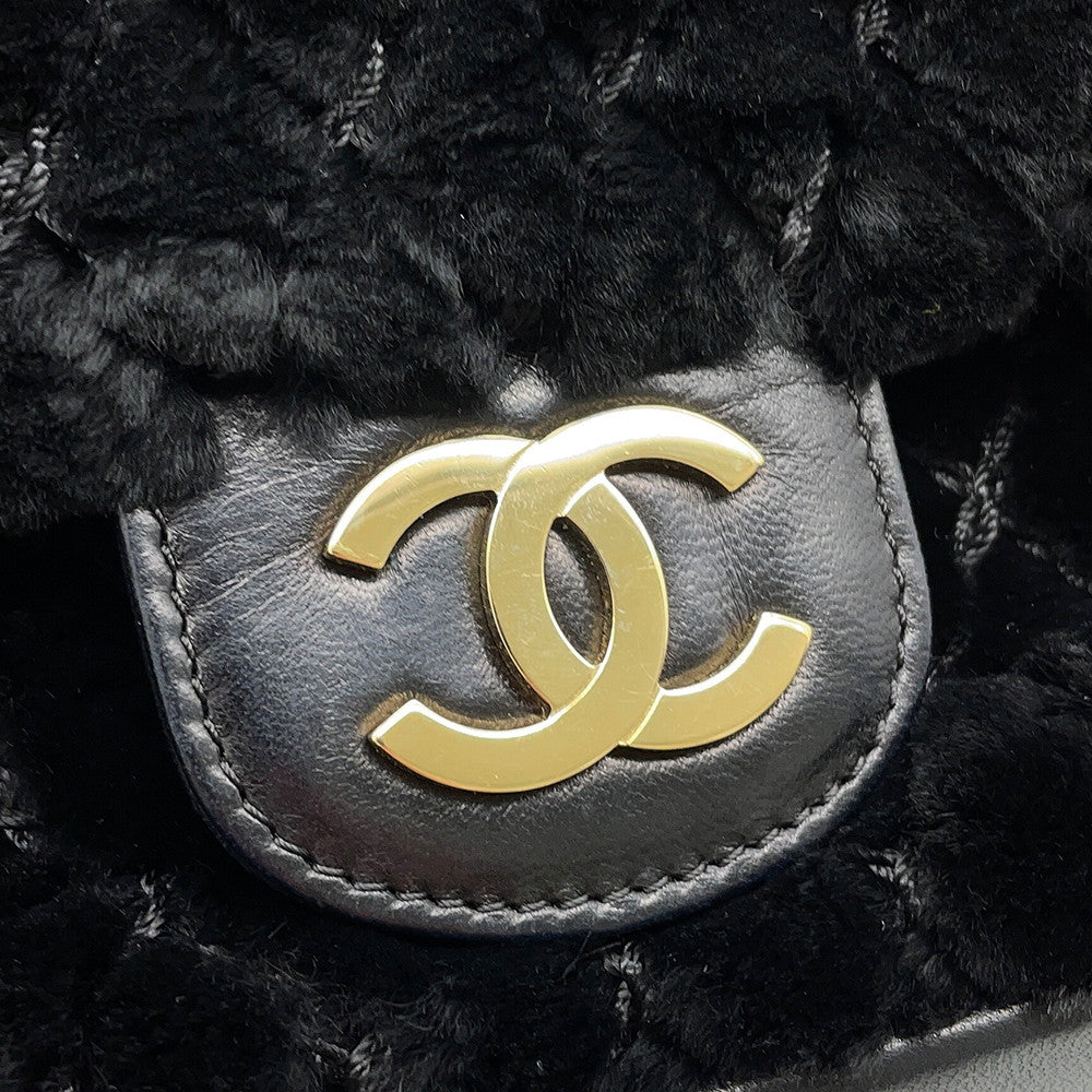 CHANEL Lapin ChainShoulder Bag Black Lapin Leather Size 25