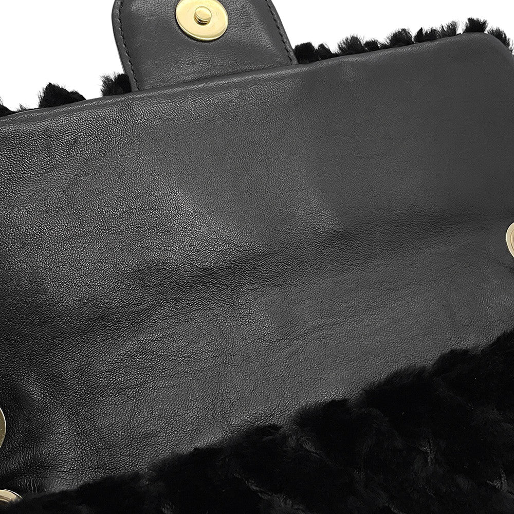 CHANEL Lapin ChainShoulder Bag Black Lapin Leather Size 25