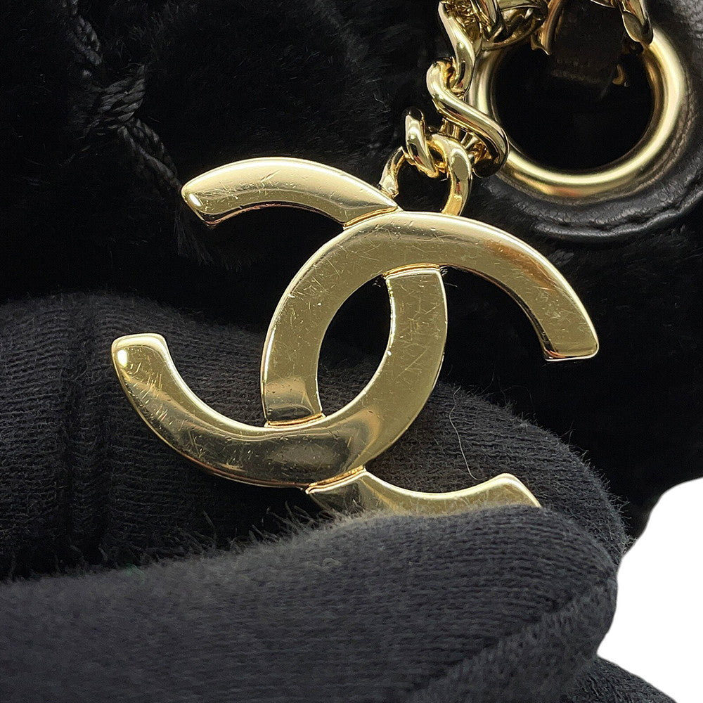 CHANEL Lapin ChainShoulder Bag Black Lapin Leather Size 25