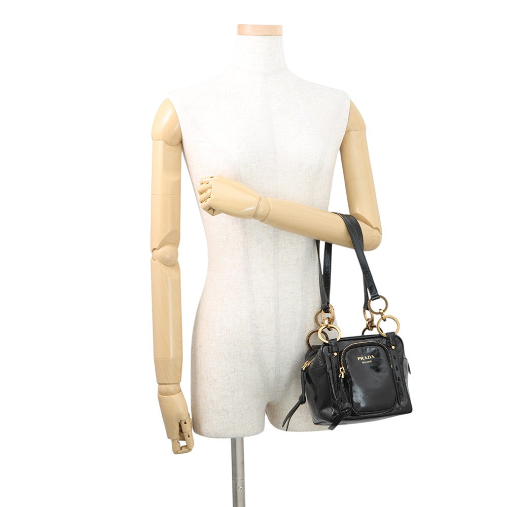 PRADA Dunkle Handbag Black1BB137 Leather Size Mini