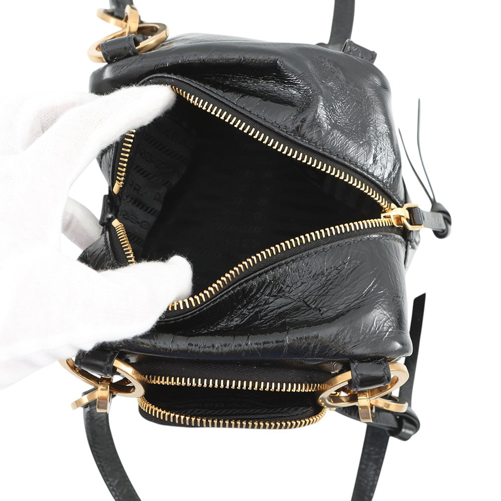 PRADA Dunkle Handbag Black1BB137 Leather Size Mini