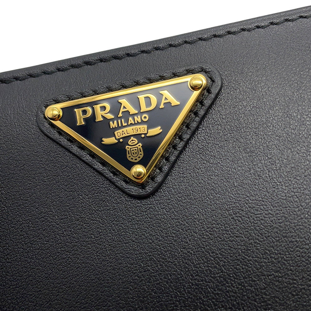 PRADA Triangle Logo Compact Wallet Black1ML050 Leather