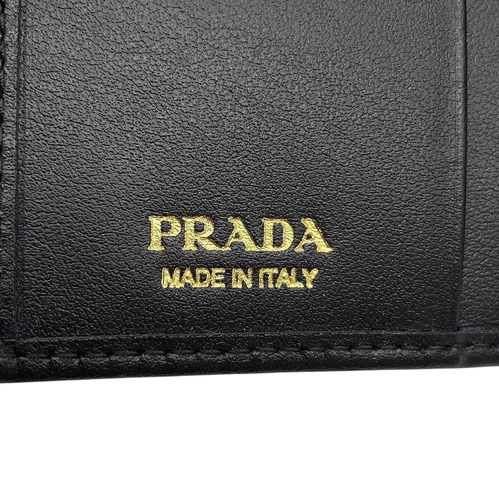 PRADA Triangle Logo Compact Wallet Black1ML050 Leather