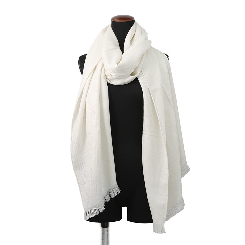 HERMES Stole New Libris Size 75x213 cm Ivoire Cashmere85% Silk15%