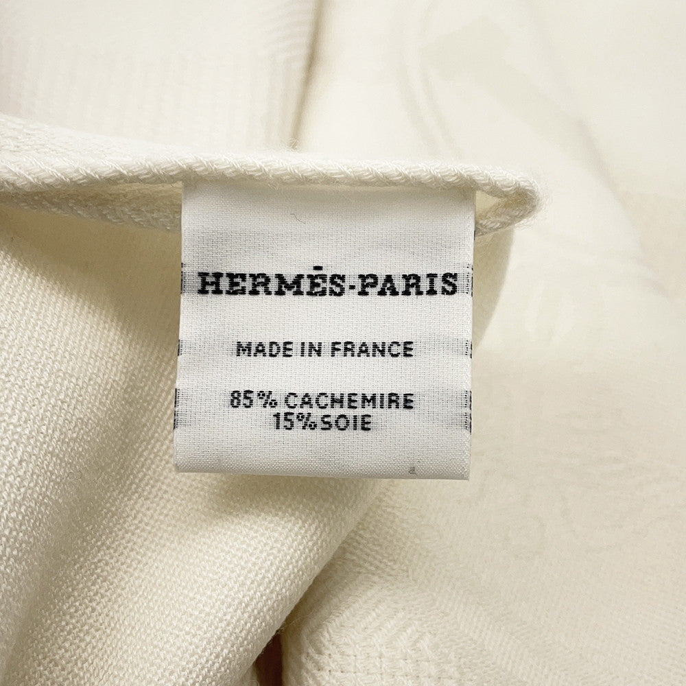 HERMES Stole New Libris Size 75x213 cm Ivoire Cashmere85% Silk15%