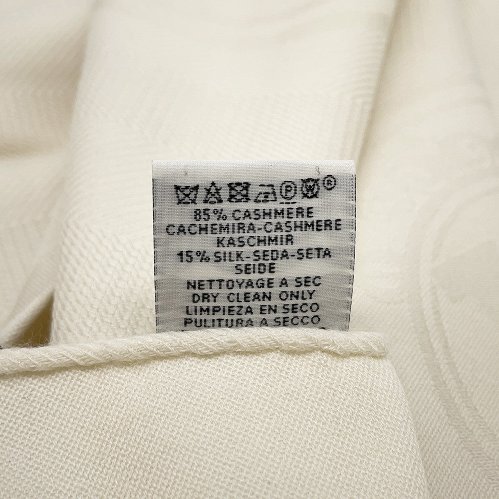HERMES Stole New Libris Size 75x213 cm Ivoire Cashmere85% Silk15%