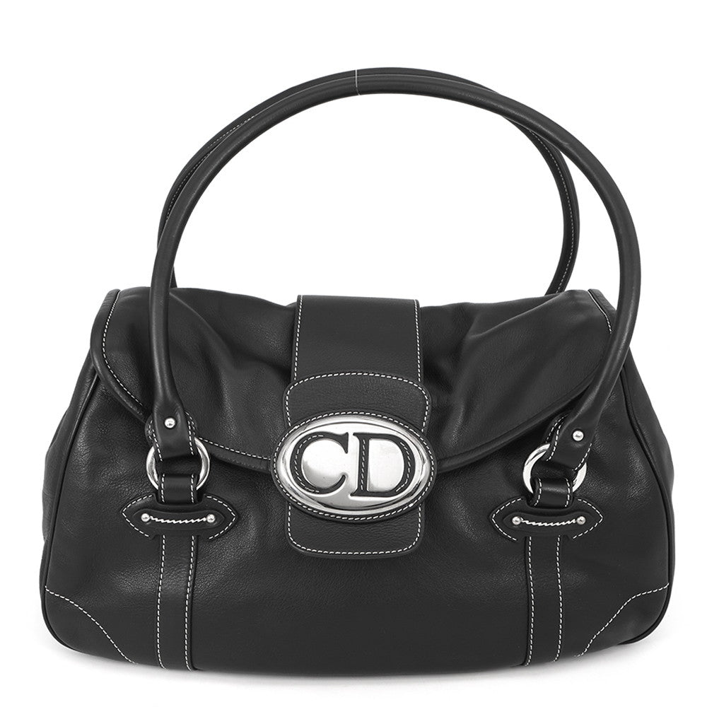 Dior CD Logo Handbag Black Leather