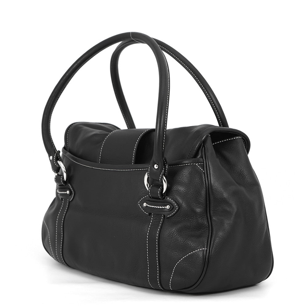 Dior CD Logo Handbag Black Leather