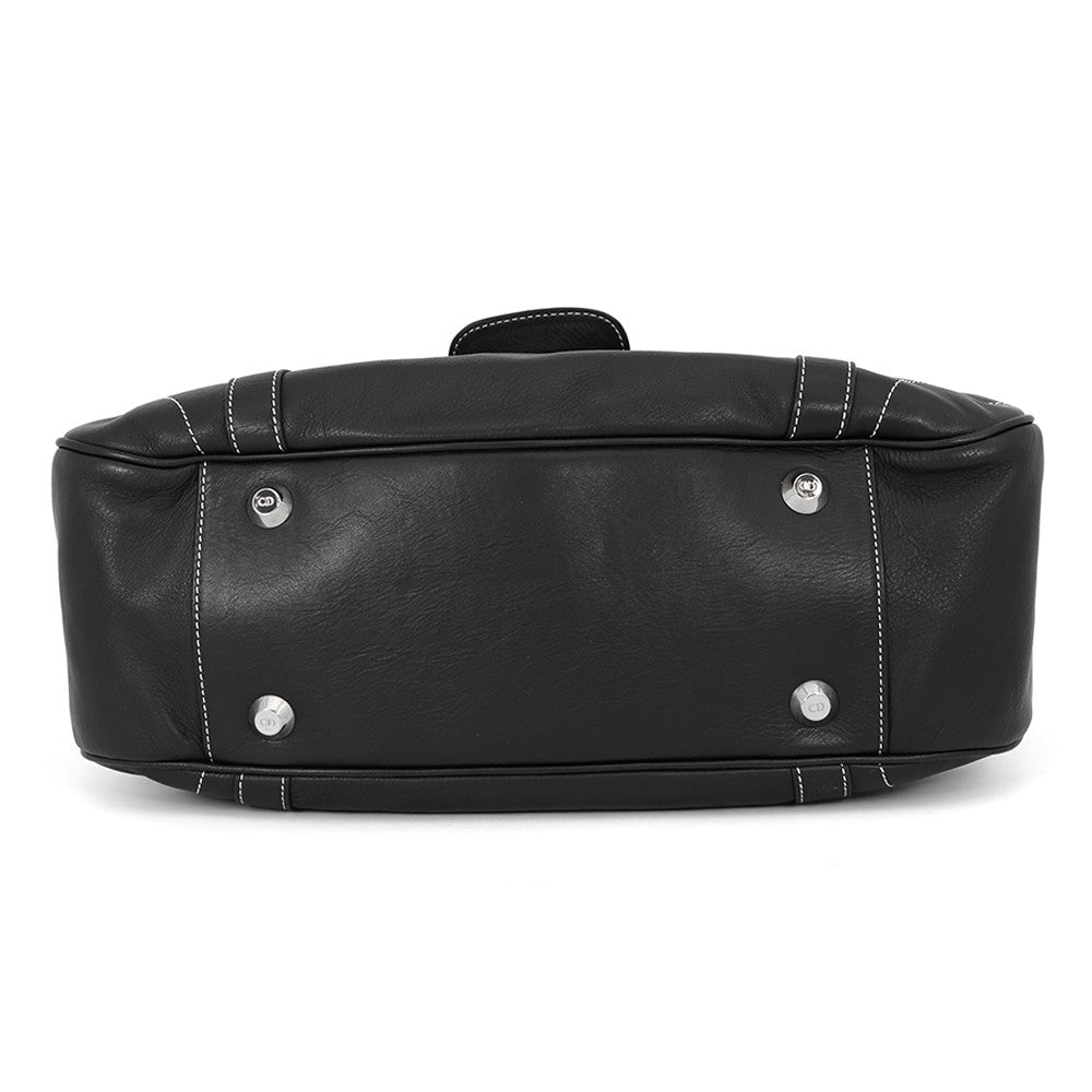 Dior CD Logo Handbag Black Leather
