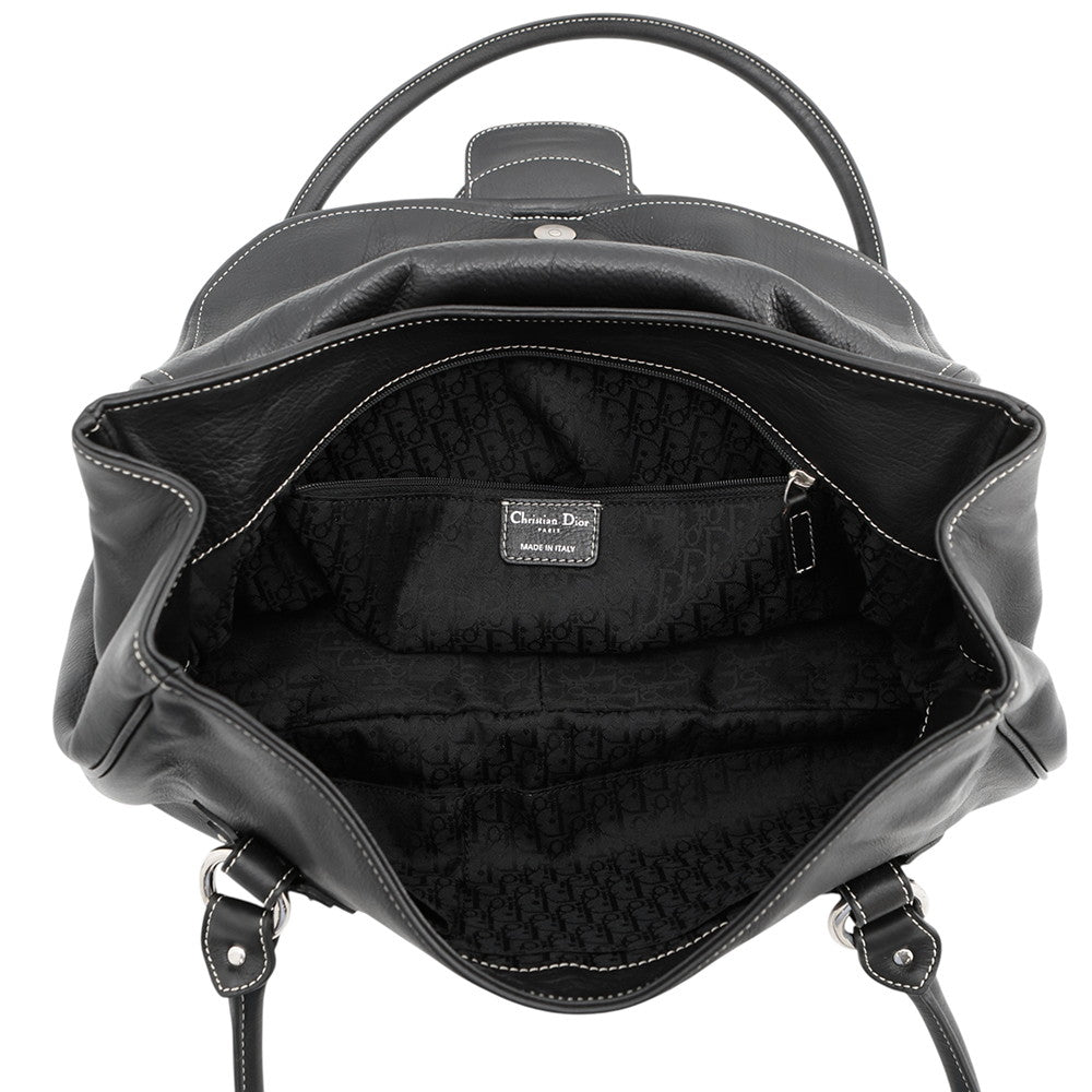 Dior CD Logo Handbag Black Leather