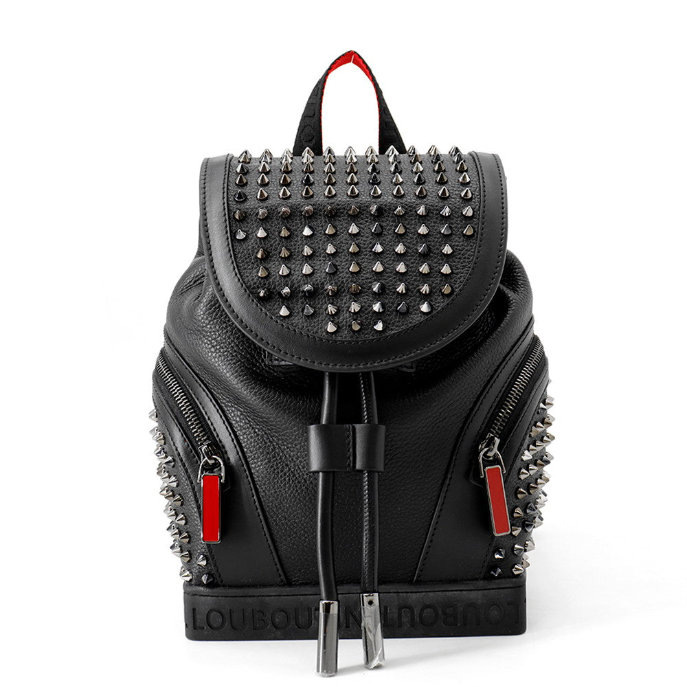 Christian Louboutin Explorer Funk Studded Backpack Black/Red3215038 Leather Canvas Size Small