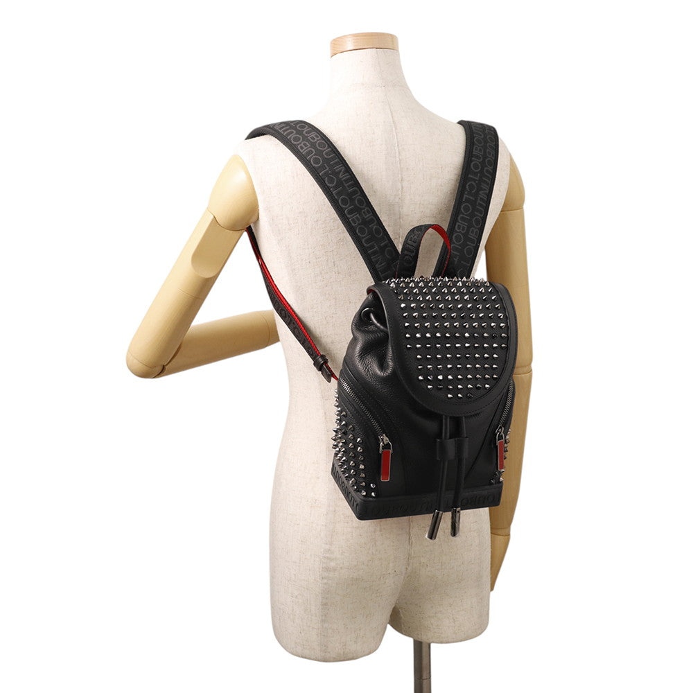 Christian Louboutin Explorer Funk Studded Backpack Black/Red3215038 Leather Canvas Size Small