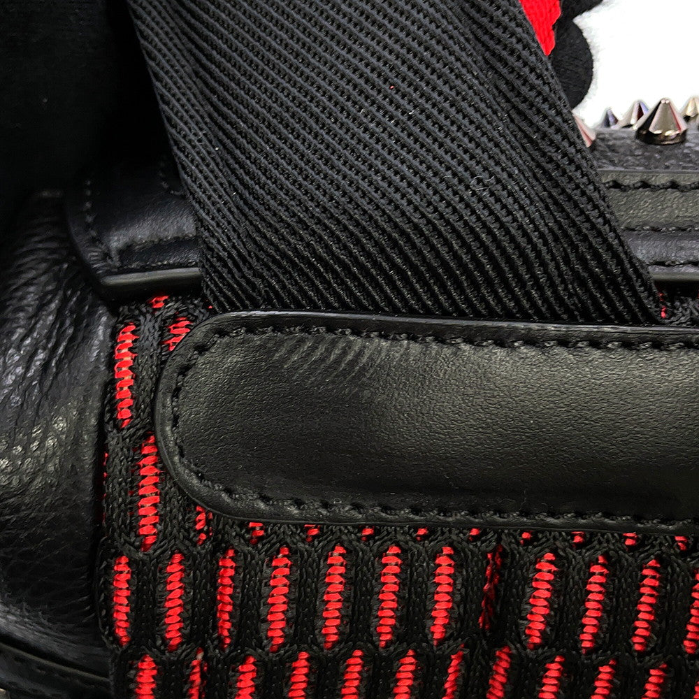Christian Louboutin Explorer Funk Studded Backpack Black/Red3215038 Leather Canvas Size Small