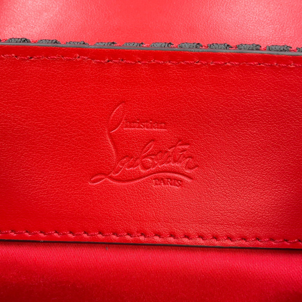 Christian Louboutin Explorer Funk Studded Backpack Black/Red3215038 Leather Canvas Size Small