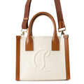 Christian Louboutin BY MY SIDE Tote Natural/Brown1245235 Canvas Leather Size Mini