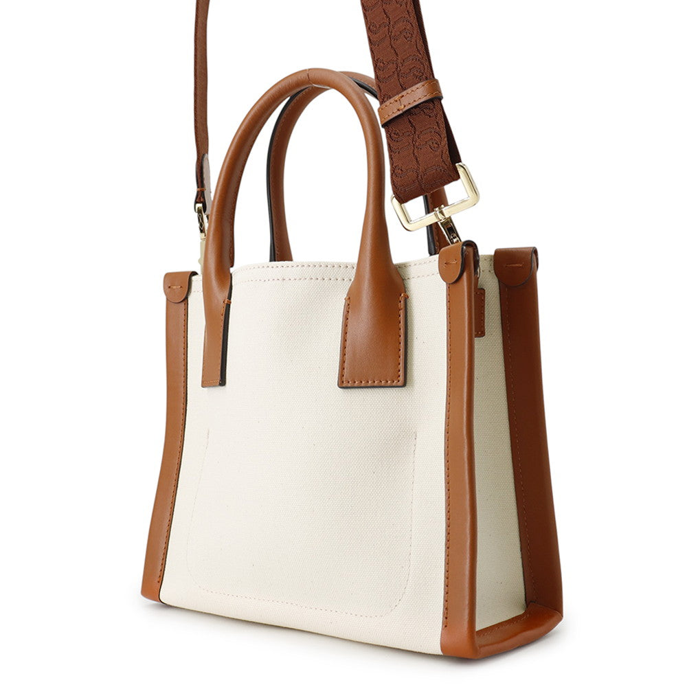 Christian Louboutin BY MY SIDE Tote Natural/Brown1245235 Canvas Leather Size Mini