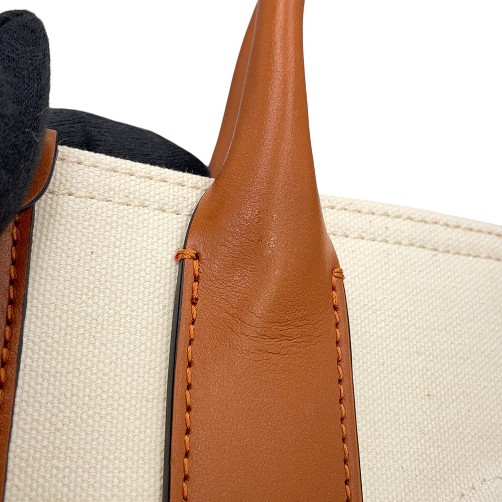 Christian Louboutin BY MY SIDE Tote Natural/Brown1245235 Canvas Leather Size Mini