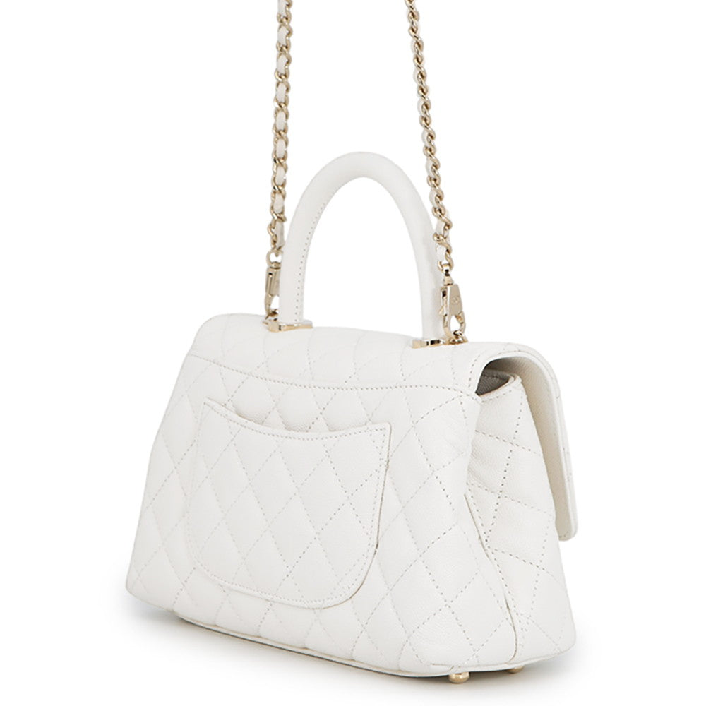 CHANEL Coco Handle 2WAYHandbag WhiteA92990 Caviar Leather Size XS