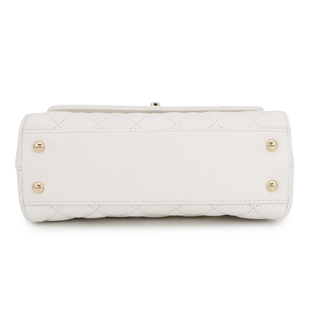CHANEL Coco Handle 2WAYHandbag WhiteA92990 Caviar Leather Size XS