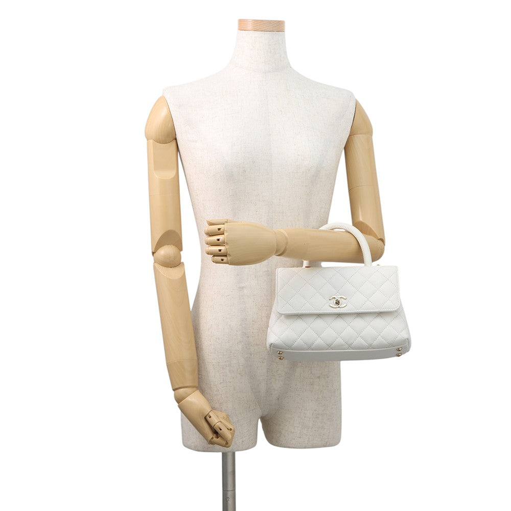CHANEL Coco Handle 2WAYHandbag WhiteA92990 Caviar Leather Size XS