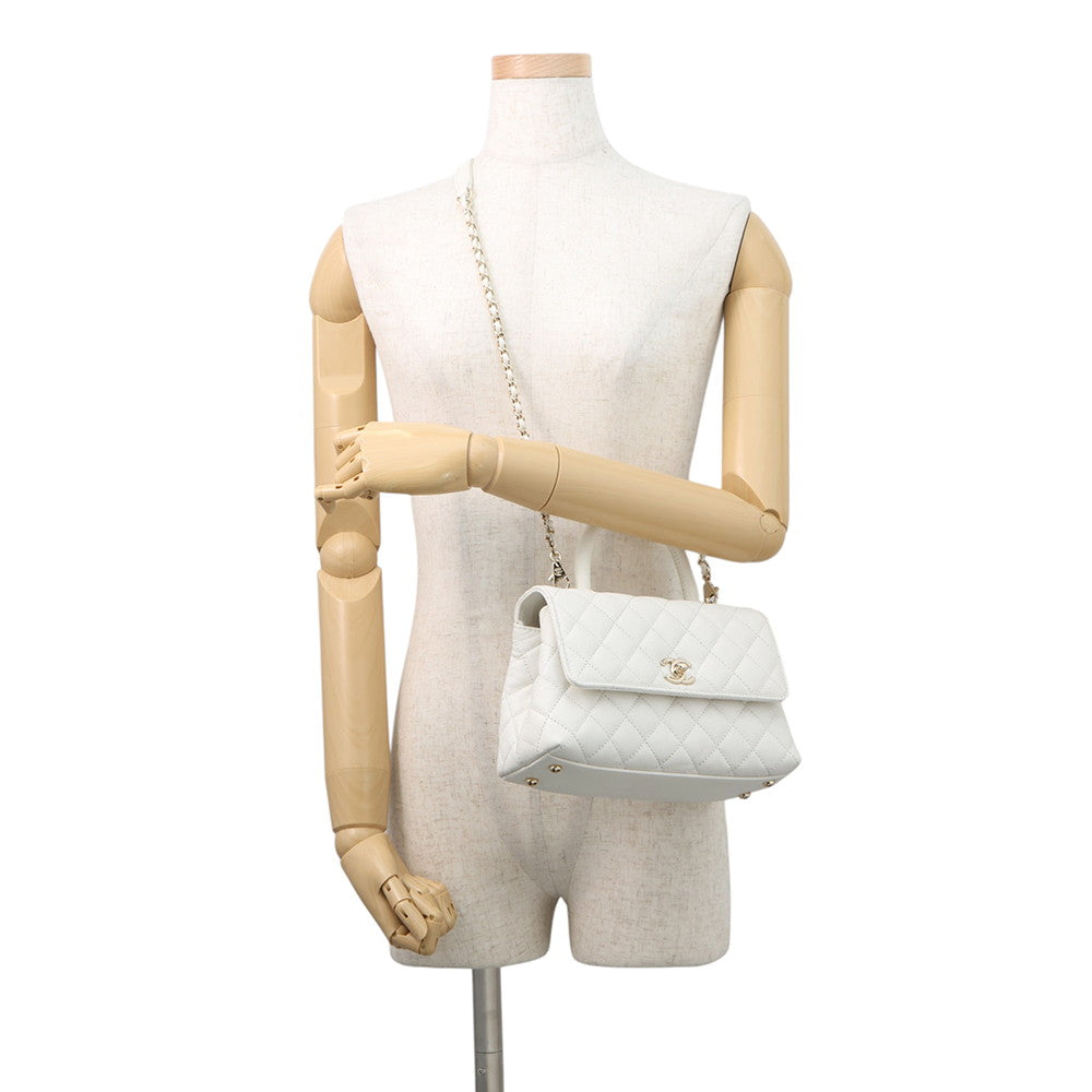 CHANEL Coco Handle 2WAYHandbag WhiteA92990 Caviar Leather Size XS