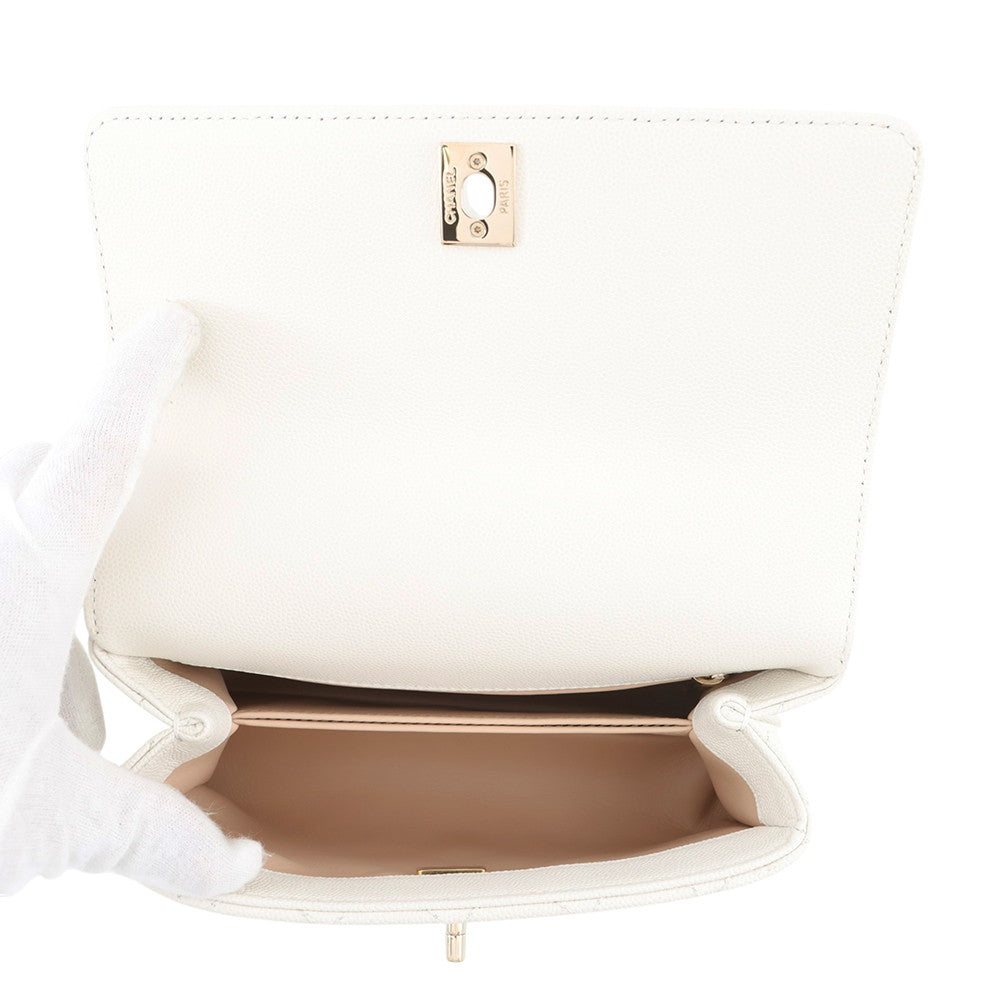 CHANEL Coco Handle 2WAYHandbag WhiteA92990 Caviar Leather Size XS