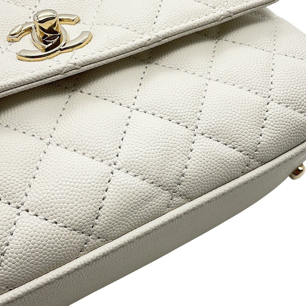 CHANEL Coco Handle 2WAYHandbag WhiteA92990 Caviar Leather Size XS