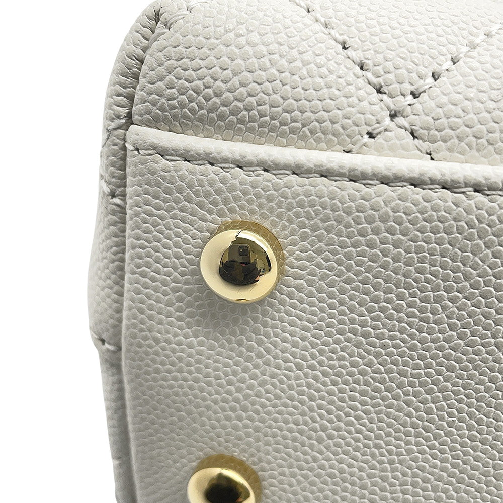 CHANEL Coco Handle 2WAYHandbag WhiteA92990 Caviar Leather Size XS