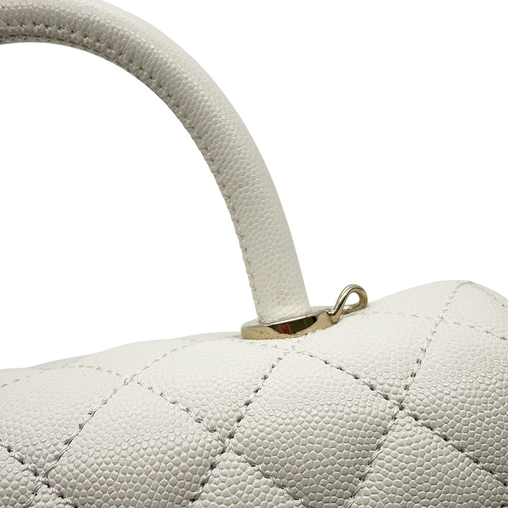 CHANEL Coco Handle 2WAYHandbag WhiteA92990 Caviar Leather Size XS