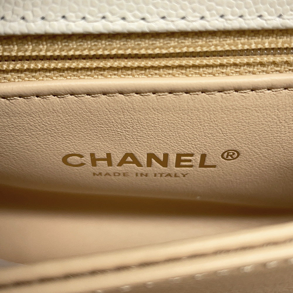 CHANEL Coco Handle 2WAYHandbag WhiteA92990 Caviar Leather Size XS