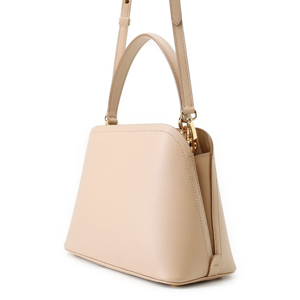 PRADA Matinee 2-Way Handbag Beige1BA251 Leather Size Small