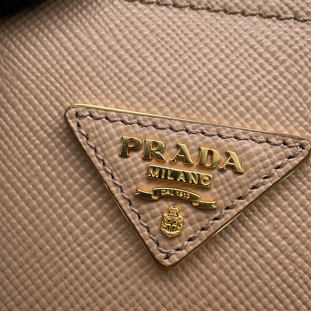PRADA Matinee 2-Way Handbag Beige1BA251 Leather Size Small