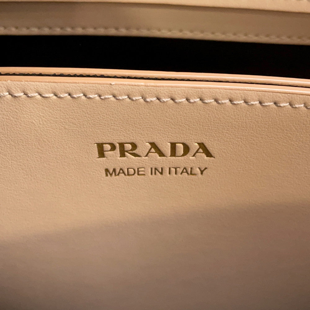 PRADA Matinee 2-Way Handbag Beige1BA251 Leather Size Small