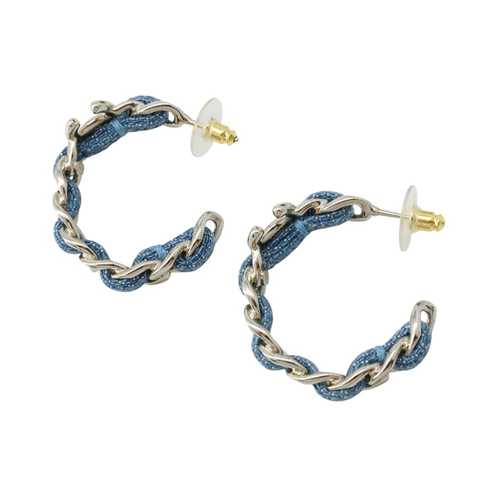 CHANEL CC Logo Hoop Earrings DenimABF160 Denim Metal