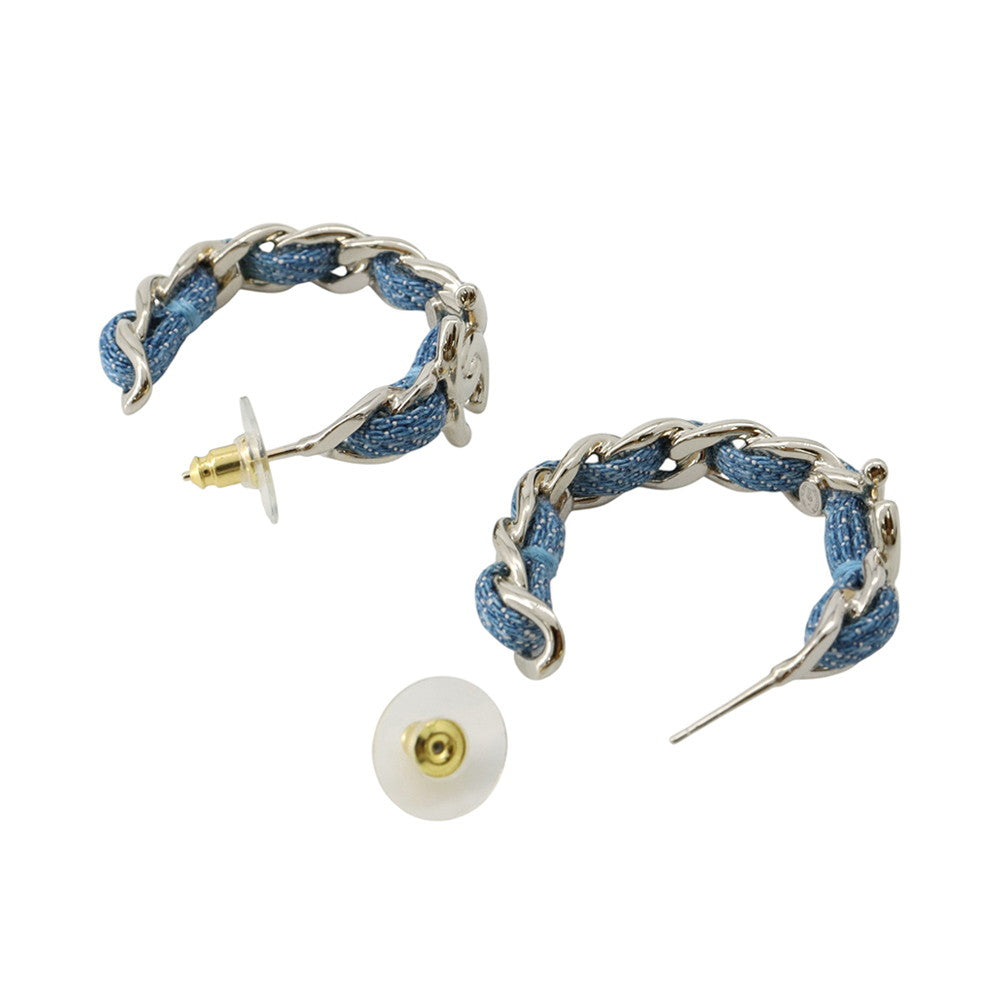 CHANEL CC Logo Hoop Earrings DenimABF160 Denim Metal