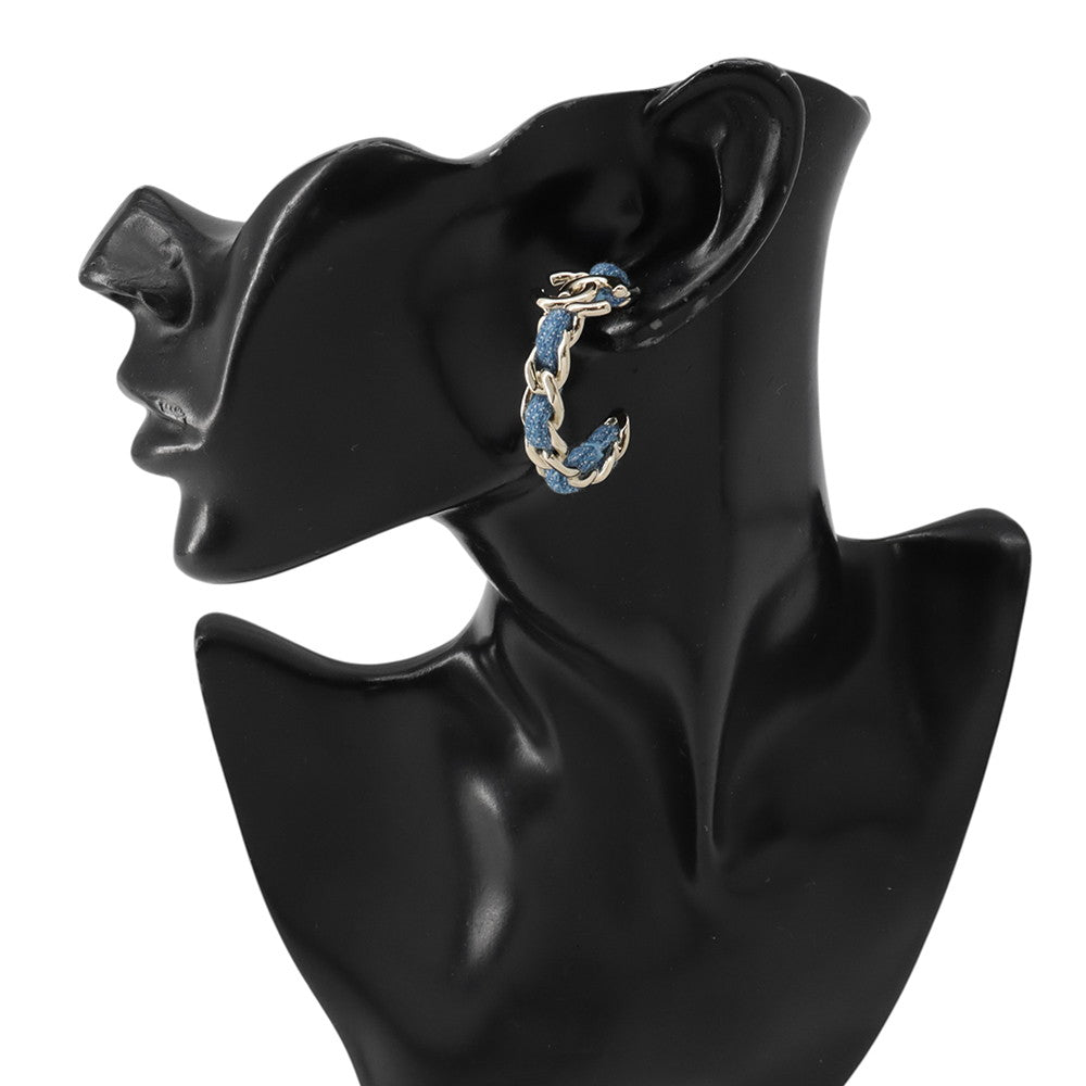 CHANEL CC Logo Hoop Earrings DenimABF160 Denim Metal