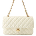 CHANEL Matelasse Double Flap Chain Shoulder Bag WhiteA01112 Lambskin Size 25