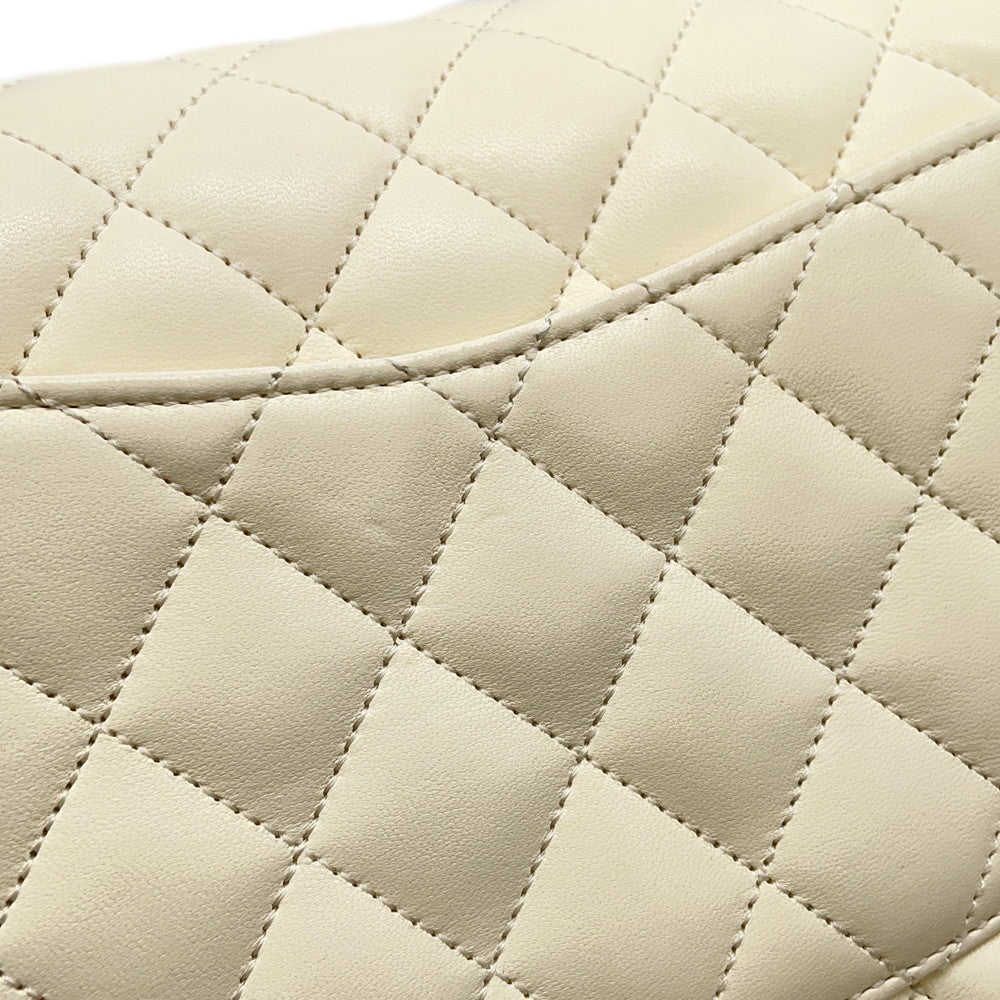 CHANEL Matelasse Double Flap Chain Shoulder Bag WhiteA01112 Lambskin Size 25