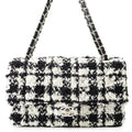 CHANEL Matelasse Double Flap Chain Shoulder Bag Black/WhiteA01112 Tweed Size 25