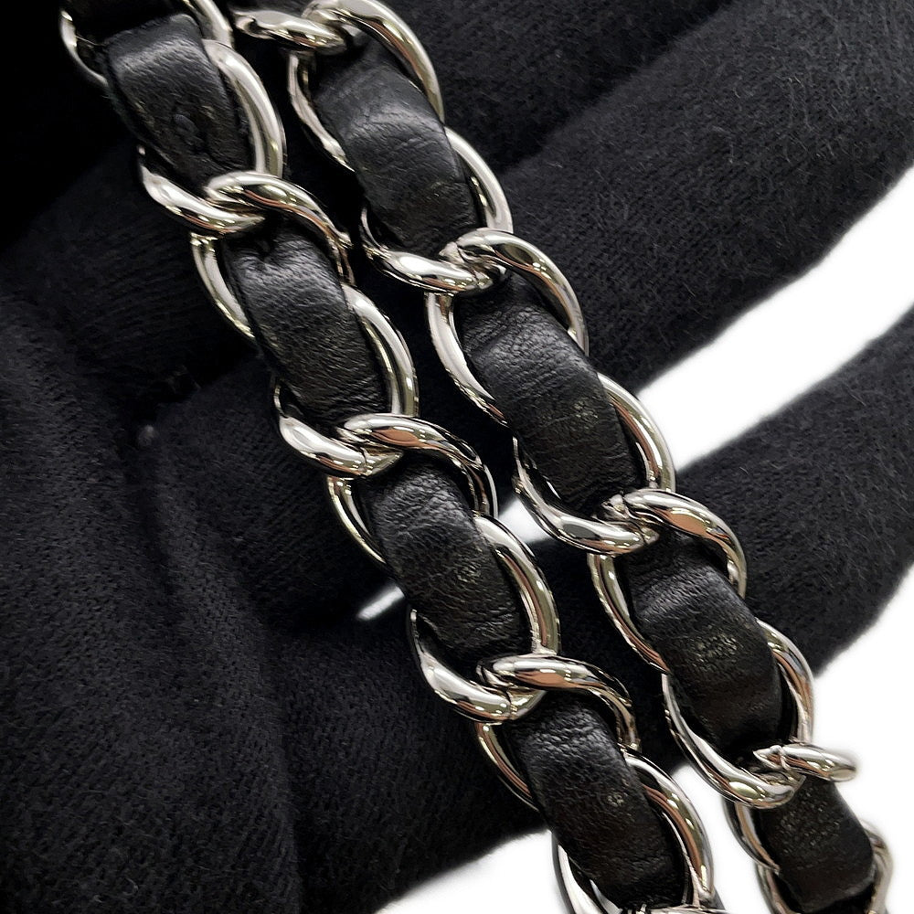 CHANEL Matelasse Double Flap Chain Shoulder Bag Black/WhiteA01112 Tweed Size 25