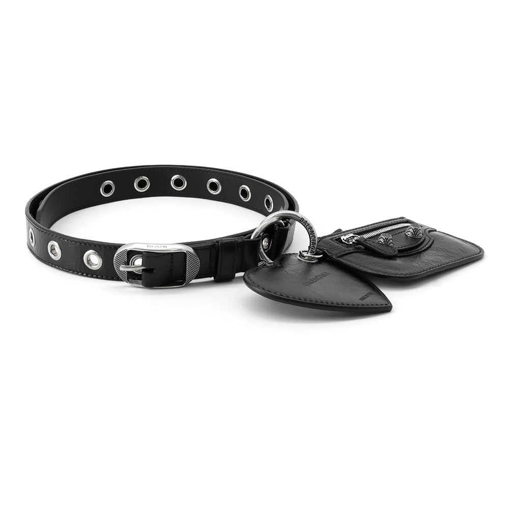 BALENCIAGA Luca Goal Bag Charm Belt Size 105 Black718979 Leather