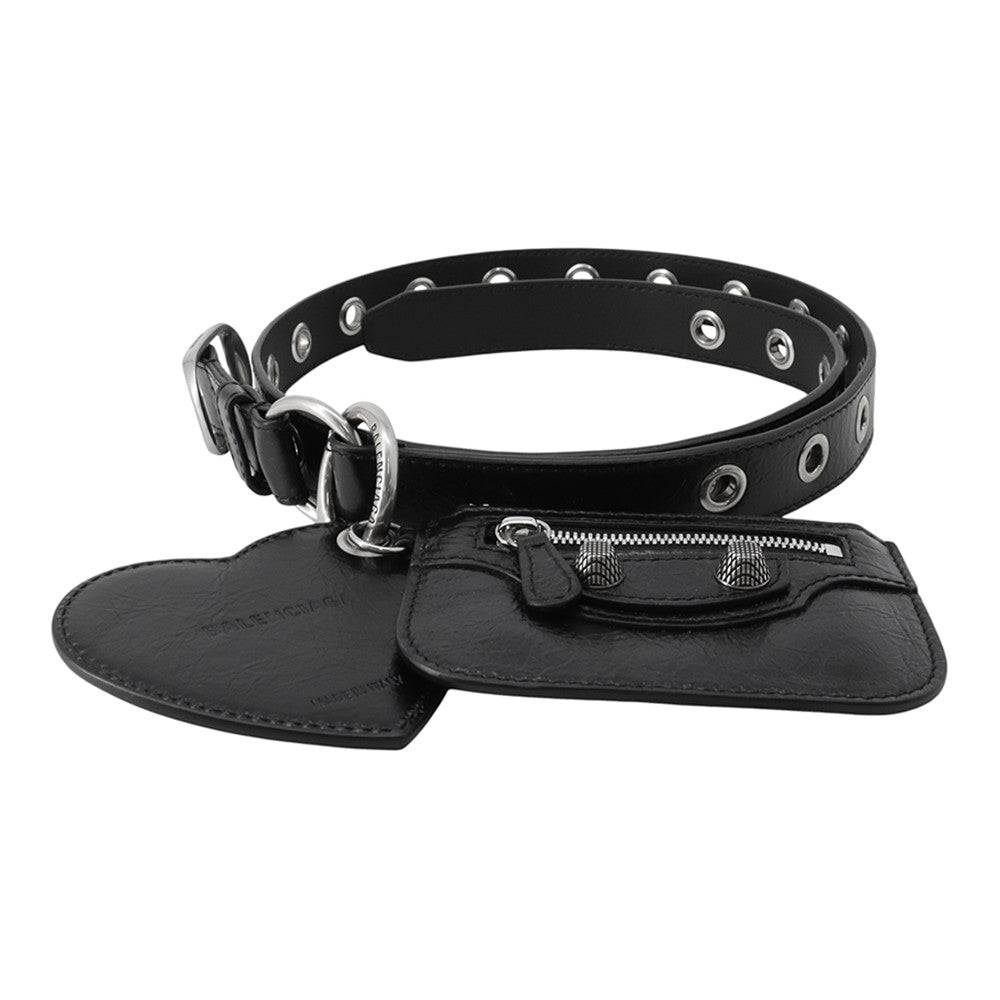 BALENCIAGA Luca Goal Bag Charm Belt Size 105 Black718979 Leather