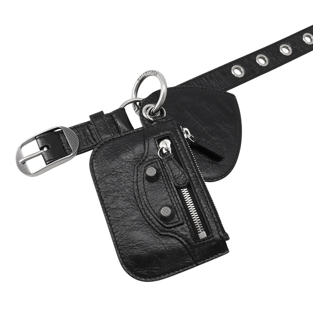 BALENCIAGA Luca Goal Bag Charm Belt Size 105 Black718979 Leather