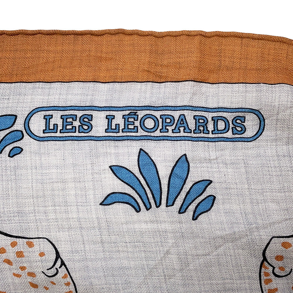 HERMES Carre Jean Leopard Size 140 Gray/Multicolor Cashmere Silk