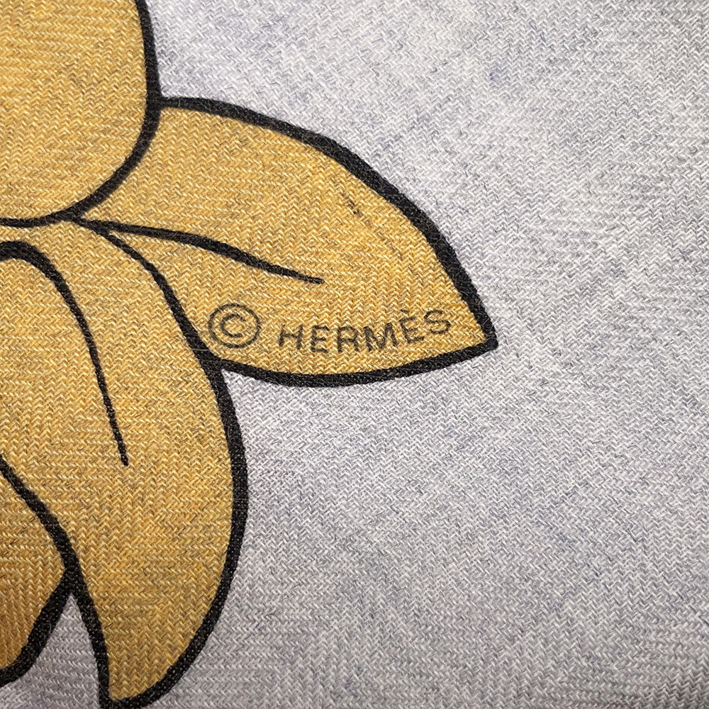 HERMES Carre Jean Leopard Size 140 Gray/Multicolor Cashmere Silk