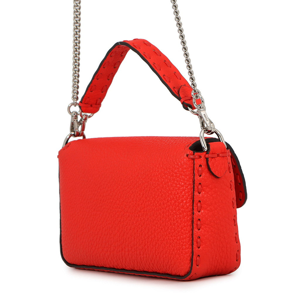FENDI Selleria Baguette 2-Way Chain Shoulder Bag Red8BS017 Leather Size Mini