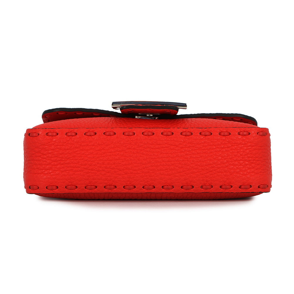 FENDI Selleria Baguette 2-Way Chain Shoulder Bag Red8BS017 Leather Size Mini