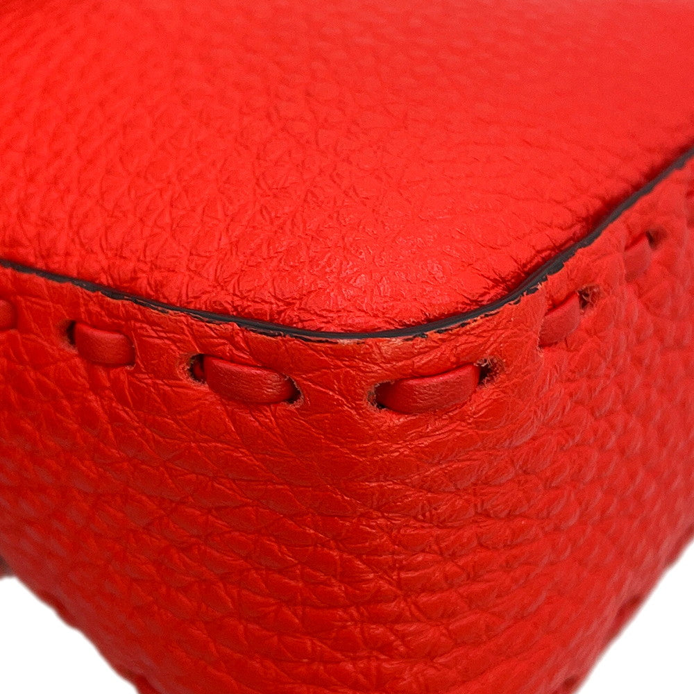 FENDI Selleria Baguette 2-Way Chain Shoulder Bag Red8BS017 Leather Size Mini